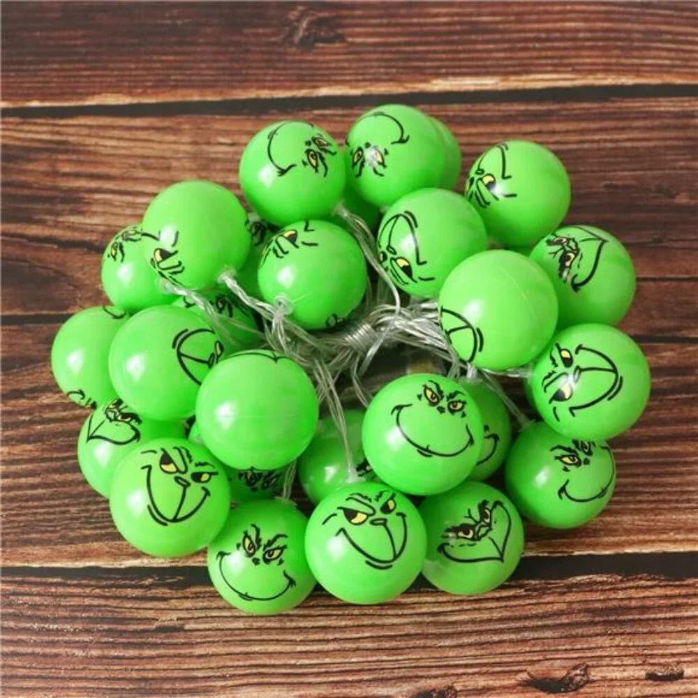 30 LED 16Ft Grinch Christmas Lights, Battery Operated,8 Modes for Indoor/Outdoor